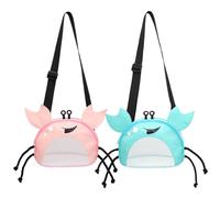 Borsa conchiglia, Borsa da spiaggia per bambini Granchio 2 pezzi Design Conchiglia Simpatica spiaggia in rete con cinturino regolabile Giocattolo di sabbia per contenere giocattoli di conchiglie