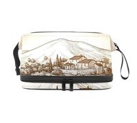 Borsa cosmetica a doppio strato con paesaggio di vigneto di campagna, per donne e ragazze, borsa da viaggio per trucchi pratica borsa organizer con scomparto per pennelli, Multi, 27x15x14