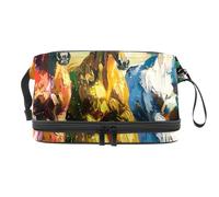 Borsa cosmetica a doppio strato per donne e ragazze, con stampa di cavalli che corrono, per donne e ragazze, trousse da viaggio per trucchi, pratica borsa organizer con scomparto per pennelli, Multi,