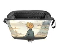 Borsa cosmetica a doppio strato Principe Terra Pianeta Borsa per il trucco portatile Borsa da viaggio Organizer per donne Ragazze Borse da toilette, Multi, 27x15x14 cm/10.6x5.9x5.5 in, Astuccio per