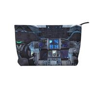 Borsa cosmetica a fantasia verde chiaro tinta unita borsa cosmetica portatile di grande capacità borsa da viaggio in velluto a coste con cerniera, Cabina del futuro, Taglia unica
