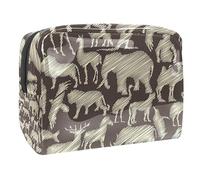 Borsa cosmetica a forma di animali dello zoo da donna, borsa da viaggio per articoli da toeletta grandi in PVC, pratica custodia organizer con cerniera, Multi, 18.5x7.5x13cm/7.3x3x5.1in, Beauty case