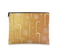 Borsa cosmetica a forma di bastoncino di zucchero, borsa per trucco da donna, piccola borsa portatile con cerniera, borsa da toilette natalizia per la cura della pelle, Oro, 7x9 Inch, Candy Cane