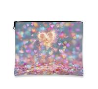 Borsa cosmetica a forma di cuore scintillante, organizer da viaggio romantico con glitter per donne, piccola borsa portatile in tela con cerniera, regalo di San Valentino per la cura della pelle