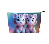 Borsa cosmetica a forma di elefante africano borsa cosmetica portatile di grande capacità borsa cosmetica in velluto a coste con cerniera borsa da viaggio, Un paio di tigri, Taglia unica