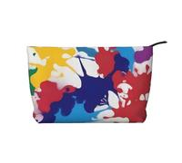 Borsa cosmetica a forma di elefante africano borsa cosmetica portatile di grande capacità borsa cosmetica in velluto a coste con cerniera borsa da viaggio, Splat di vernice astratta, Taglia unica