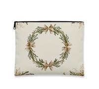 Borsa cosmetica a forma di ghirlanda, borsa da viaggio vintage botanica verde per donne, piccola borsa portatile in tela con cerniera, borsa da toilette per la cura della pelle delle vacanze, Verde