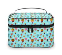 Borsa cosmetica a forma di mongolfiera e nuvola, per donna, da viaggio, per il trucco, per la cura della pelle, da uomo, in morbida pelle impermeabile, con scomparti per la maniglia.