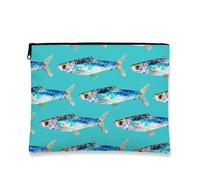 Borsa cosmetica a forma di pesce, borsa da viaggio per donne, borsa da viaggio per donne, piccola borsa portatile in tela con cerniera, borsa per la cura della pelle a tema oceano borsa da toilette