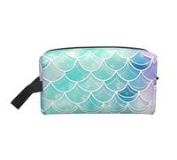 Borsa cosmetica a forma di squama di pesce arcobaleno per donna, borsa per il trucco con sirena di mare, organizer portatile per toilette, accessori da viaggio, regalo