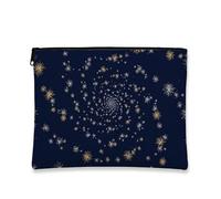 Borsa cosmetica a spirale, blu navy con galassia stellata, borsa da viaggio per donne, piccola borsa portatile in tela con cerniera, borsa da toeletta per festival, Navy, 7x9 Inch, Stelle
