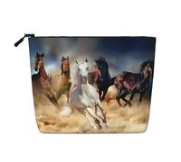 Borsa cosmetica a strato singolo con motivo a pecora, adatta per viaggi di lavoro e uso quotidiano., Cavallo in esecuzione nella tempesta del des, taglia unica