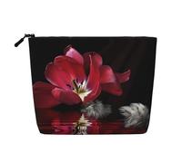 Borsa cosmetica a strato singolo con motivo a tulipani rossi, borsa da toeletta da viaggio, adatta per viaggi di lavoro e uso quotidiano., Tulipano rosso, taglia unica