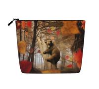 Borsa cosmetica a strato singolo con motivo di cervi natalizi, borsa da viaggio adatta per viaggi di lavoro e uso quotidiano., Orso bruno in autunno, taglia unica