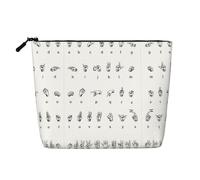 Borsa cosmetica a strato singolo con motivo girasole tramonto, borsa da viaggio adatta per viaggi di lavoro e uso quotidiano., Lingua dei segni alfabeto, taglia unica