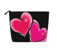 Borsa cosmetica a strato singolo con motivo scoiattoli in primavera, borsa da viaggio adatta per viaggi di lavoro e uso quotidiano., Due Cuori Rosa, taglia unica