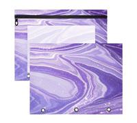 Borsa cosmetica adorabile perforatrice a 3 fori per raccoglitori a 3 anelli, confezione da 2 pezzi per studenti universitari, glitter finti marmo grana viola