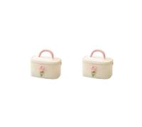 Borsa cosmetica alla moda con fiori di tulipano, grande capacità, delicata, organizer portatile da viaggio, regalo per la casa, viola, 25 x 16 x 15,5 cm, Set da 2 (color crema 25 x 16 x 15,5 cm),