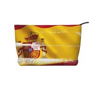 Borsa cosmetica alla moda in velluto a coste con bandiera della Spagna, chiusura a cerniera, adatta per viaggi, campeggio e uso quotidiano