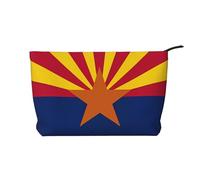 Borsa cosmetica alla moda in velluto a coste con bandiera dell'Arizona, chiusura a cerniera, adatta per viaggi, campeggio e uso quotidiano