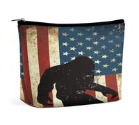 Borsa cosmetica Bigfoot UFO America Flag Borsa da viaggio portatile per il trucco Borsa da toilette di grande capacità Borse portaoggetti per donne-3