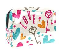Borsa cosmetica colorata con motivo a chiave d'amore per le donne carino borsa alla moda borsa per il trucco spaziosa borsa da toilette da viaggio borsa da toilette regali per, Multicolore 01,