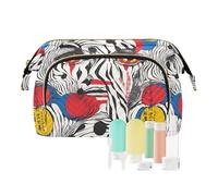Borsa cosmetica colorata da circo giapponese con pagliaccio, borsa da viaggio leggera da viaggio per articoli da toeletta