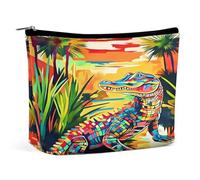 Borsa cosmetica colorata in coccodrillo per donna, grande capacità, borsa per il trucco, borsa da viaggio portatile, organizer per accessori