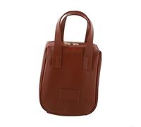Borsa cosmetica compatta in pelle PU Shell Makeup Pouch per articoli da toeletta da viaggio organizer per ragazze 18 cm, Marrone, Compatto