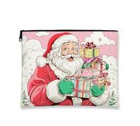 Borsa cosmetica con Babbo Natale, astuccio da viaggio vintage con illustrazione natalizia per donne, divertente organizer portatile con cerniera, borsa da toilette per la cura della pelle delle