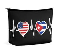 Borsa cosmetica con bandiera americana Cuba, borsa da viaggio portatile per il trucco, grande capacità, borsa da toeletta, borse portaoggetti per donne-3