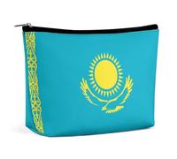 Borsa cosmetica con bandiera del Kazakistan, organizer da viaggio per il trucco, borsa impermeabile con cerniera, borsa da toilette
