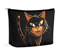 Borsa cosmetica con cerniera a forma di gatto che mostra i denti, grande be