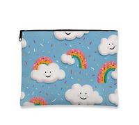 Borsa cosmetica con cerniera arcobaleno, motivo a spruzzi, piccola borsa per il trucco da viaggio, accessorio portatile carino per organizzare oggetti, idea regalo per festival e vacanze, Blu, 7x9