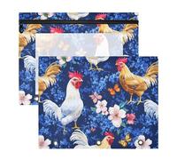 Borsa cosmetica con cerniera, perforatrice a 3 fori per raccoglitori a 3 anelli, confezione da 2 pezzi, per studenti scolastici, forniture per insegnanti, divertente Yuanbao pollo blu reale