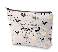 Borsa cosmetica con citazione della quarta ala "You're Really A Violent Little Thing", con cerniera e kit di sopravvivenza, Viola, No
