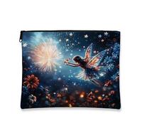Borsa cosmetica con fatina fuochi d'artificio, borsa da viaggio mistica vintage per donne, piccola borsa portatile in tela con cerniera, regalo per le vacanze, borsa da toeletta organizer per la cura