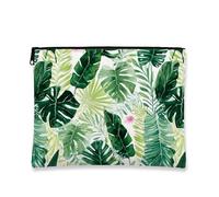 Borsa cosmetica con foglie tropicali, borsa per trucco botanico verde naturale con cerniera per donne, piccola organizer da viaggio, regalo estivo per le vacanze, borsa da toilette per la cura della