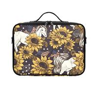 Borsa cosmetica con girasole americano e unicorno borsa per il trucco grande borsa da viaggio borsa da viaggio organizzatore da viaggio bolsa para guardar cosmetici per donne ragazza adolescenti