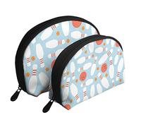 Borsa cosmetica con glitter a forma di palla da bowling e pois arancioni, pochette da viaggio per donne e ragazze