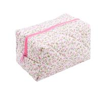 Borsa Cosmetica Con Motivo Floreale - Custodia Con Chiusura Lampo per Prodotti per la Cura della Pelle, Grande Capacità, da Viaggio (Rosa)