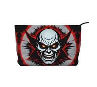 Borsa cosmetica con motivo mappa del tesoro labirinto borsa cosmetica portatile di grande capacità borsa cosmetica in velluto a coste con cerniera borsa da viaggio, Fantasma malvagio rosso e nero,