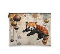 Borsa cosmetica con panda per le vacanze, borsa per il trucco da donna, borsa portatile in tela con cerniera, borsa da toeletta invernale per la cura della pelle, 17,8 x 23,