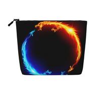 Borsa cosmetica con rose rosse, organizer da viaggio a singolo strato, grande capacità, organizer quotidiano con cerniera, Fuoco e Draghi di Ghiaccio, Taglia unica