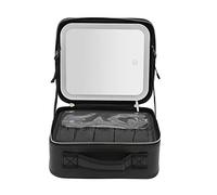 Borsa cosmetica con specchio illuminato, separabile, borsa per il trucco professionale con specchio per il trucco, organiser con specchio cosmetico da viaggio, bianco, ART