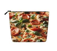 Borsa cosmetica con stampa 3D Pizza Pepperoni Borsa per il trucco per le donne Borsa per il trucco da viaggio di grande capacità Sacchetto con cerniera