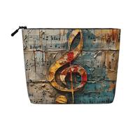 Borsa cosmetica con stampa di note musicali per le donne Borsa per il trucco da viaggio di grande capacità Sacchetto della chiusura lampo