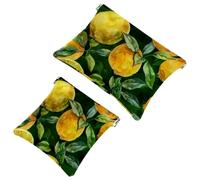 Borsa cosmetica con tasca per cosmetici, con limoni gialli ad acquerello, impermeabile, senza cerniera, chiusura automatica, mini custodia portatile da viaggio per cuffie e gioielli, Multi, 7.1x5.8