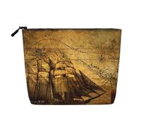 Borsa cosmetica con timbro di lavanda, organizer da viaggio a un unico strato, grande capacità, organizer quotidiano con cerniera, Tema Pirata Vela, Taglia unica