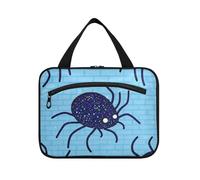 Borsa cosmetica da appendere blu con glitter finto fumetto per le donne con gancio, borsa per snack alla moda per le donne in viaggio bagno estuche para guardar maquillaje L